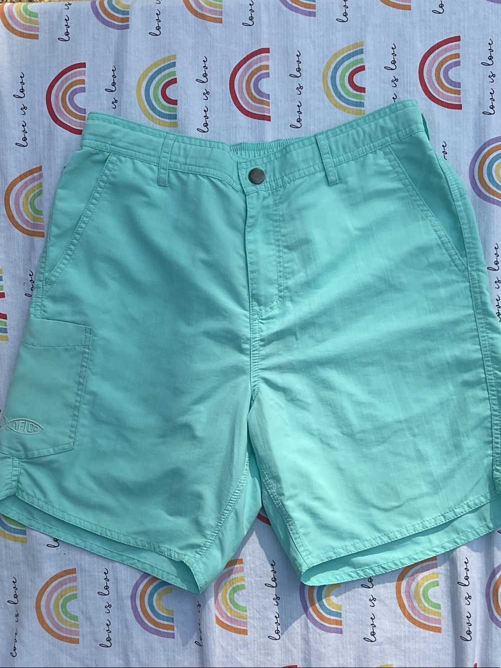 AFTCO Men's Mint Aqua Cargo Shorts